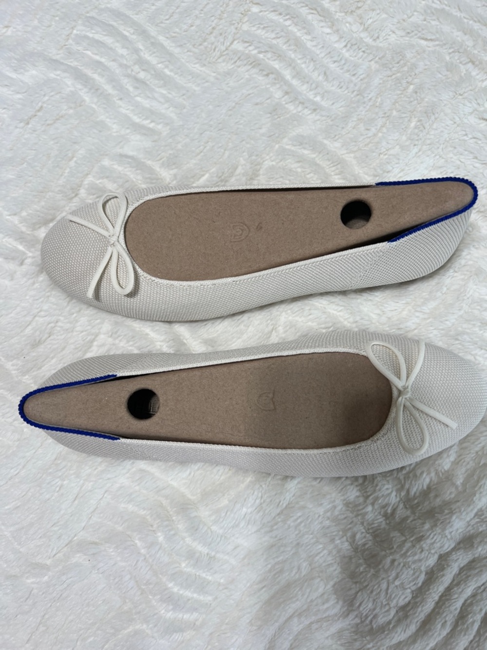 Rothy’s The Ballet Flat Gardenia Ivory Bow Knit Flats Size 9.5 - Picture 6 of 11